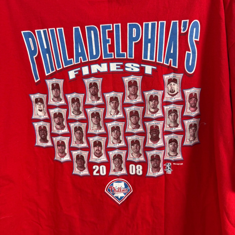 Nike Philadelphia Phillies 2008 World Series Champions T-Shirt‎ Red Large MLB - Picture 5 of 5